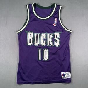 VTG 90s Champion Milwaukee Bucks Jersey Todd Day #10 NBA Mens 40 Purple Retro